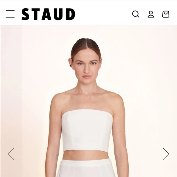 NWT Staud Nyla Top White Cropped - Picture 1 of 5